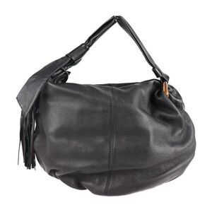 Gucci Bamboo Handbag Leather Black Tassel